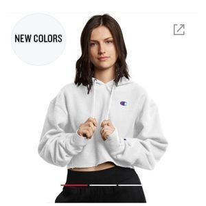 New Champion Cropped Hoodie white